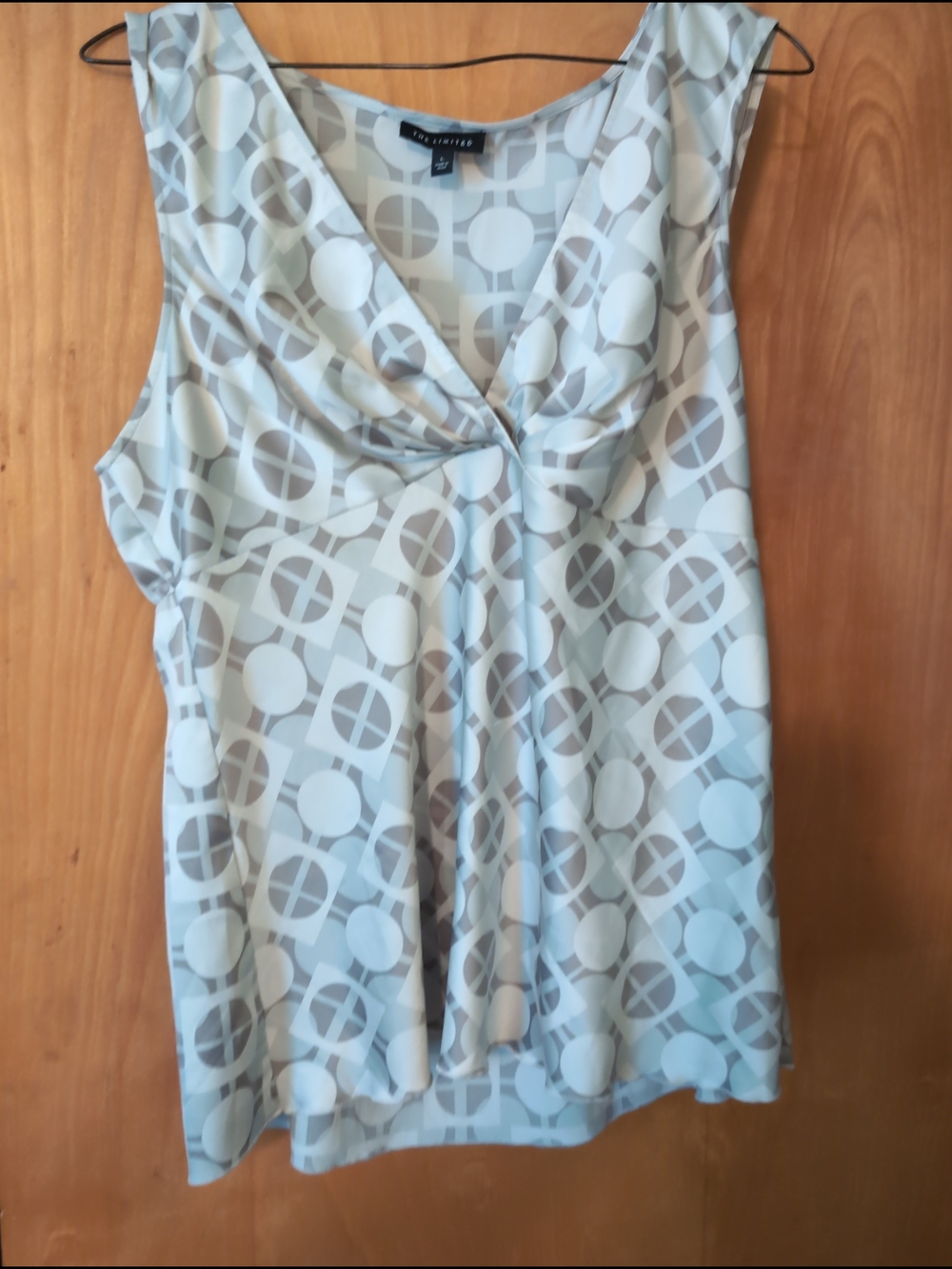 The Limited Light Blue & White Geometric Sleeveless V-Neck Camisole